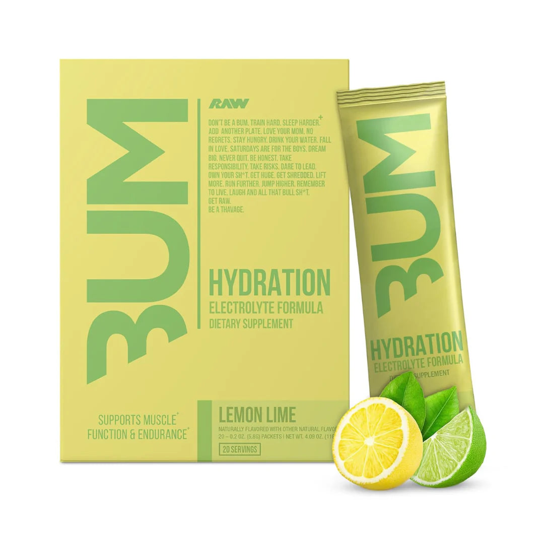 RAW BUM HYDRATION LEMON LIME 20 SERVINGS