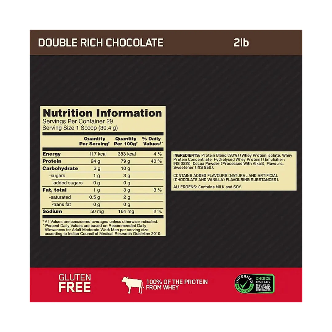 ON Optimum Nutrition Gold Standard Whey Protein 2 lb Double Rich Chocolate