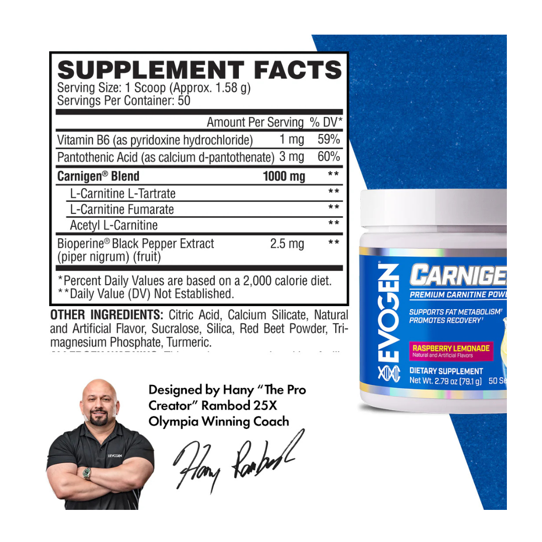 Evogen Nutrition Carnigen 50 Serving Raspberry Lemonade