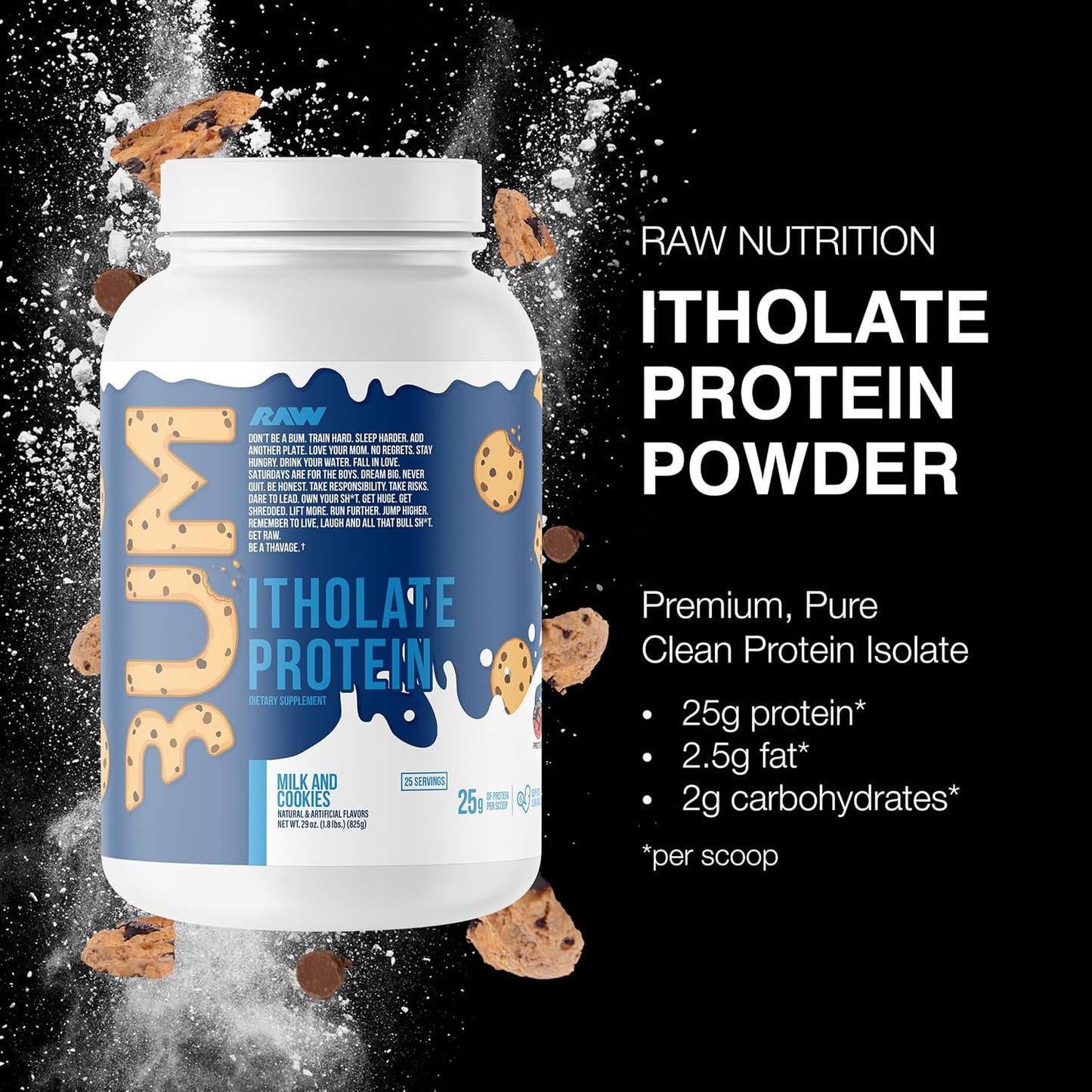 RAW CBUM ITHOLATE PROTEIN MILK & COOKIES 25 SERVINGS