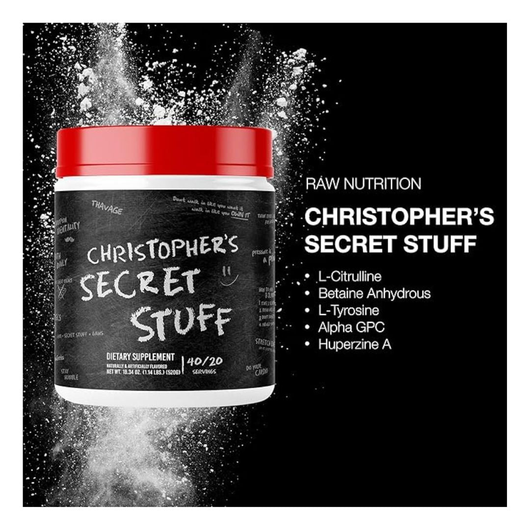 BUM X RAW CHRISTOPHER S SECRET STUFF-40 SERVINGS CHAMPION MENTALITY