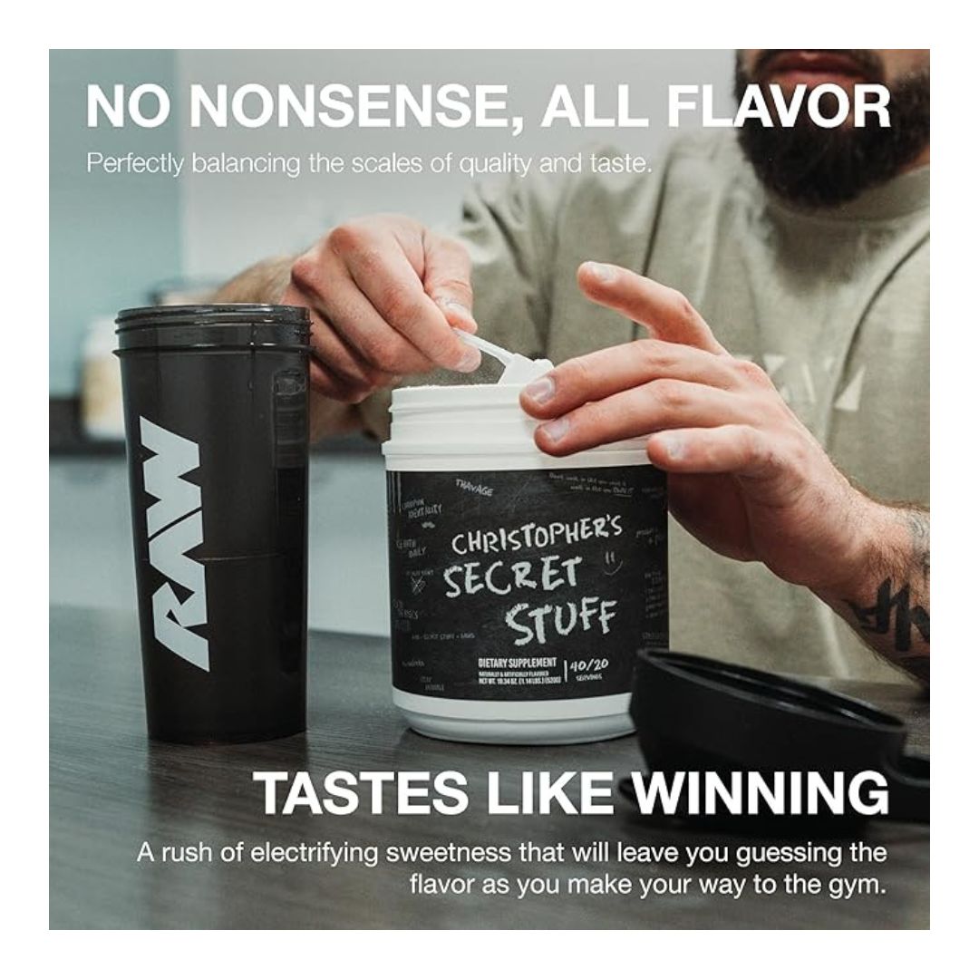 BUM X RAW CHRISTOPHER S SECRET STUFF-40 SERVINGS CHAMPION MENTALITY