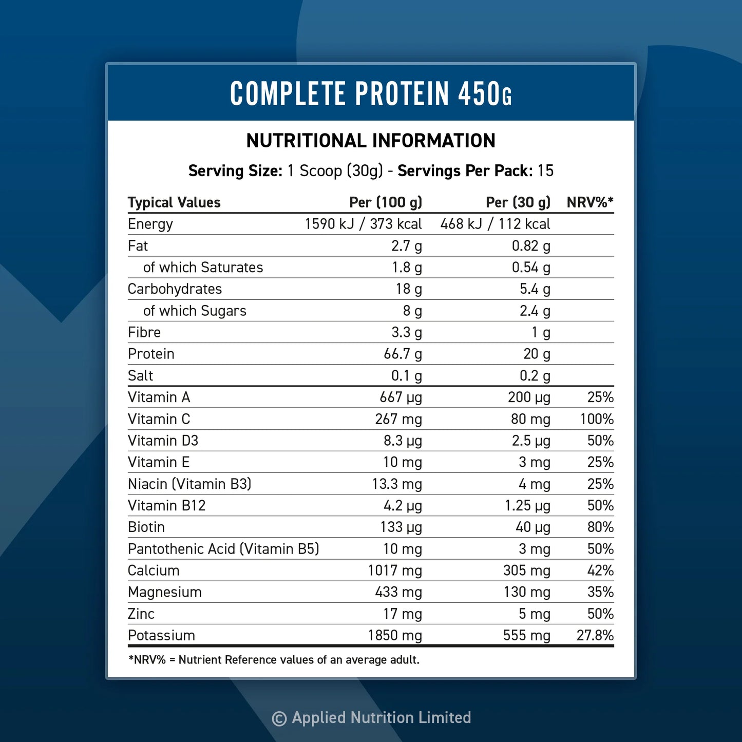 Applied Nutrition | Complete Protein | Vanilla | 450g