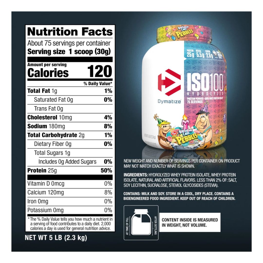 Dymatize Iso 100 5 lb Birthday Cake Pebbles