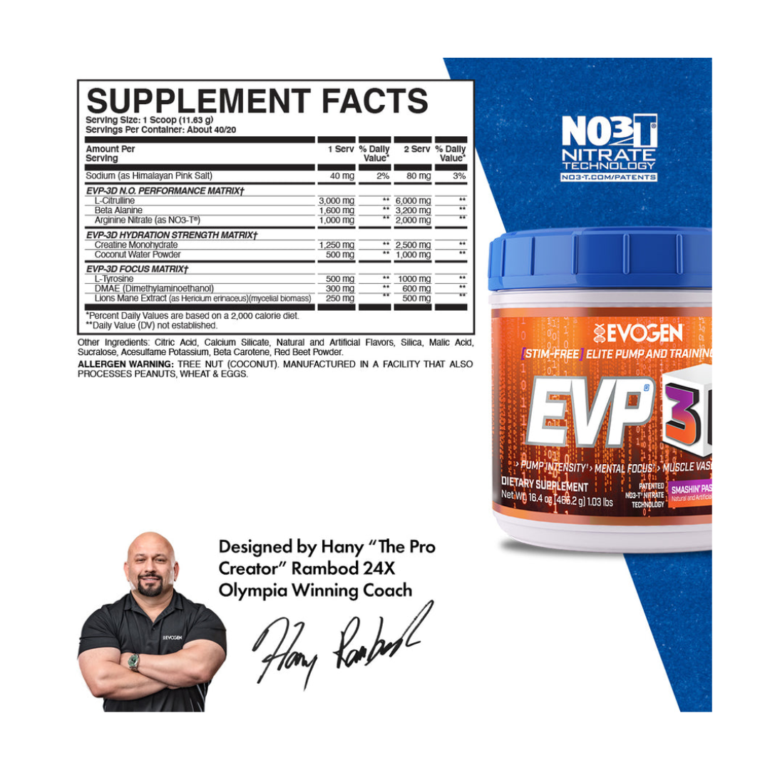 Evogen Nutrition EVP 3D Smashin Passion Orange 40 Servings
