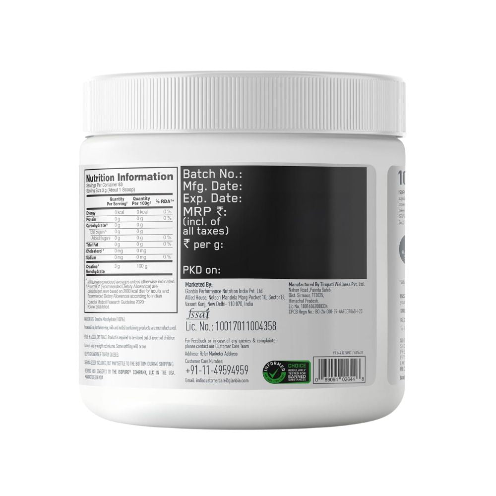 Isopure Creatine Monohydrate 250 GM