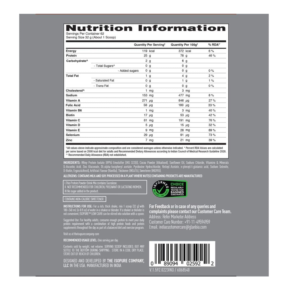 Isopure Low Carb Dutch Chocolate - 2 KG