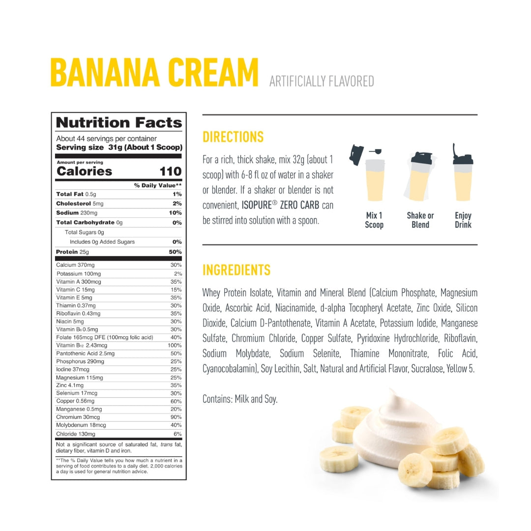 Isopure Zero Carb 3 lb Banana Cream