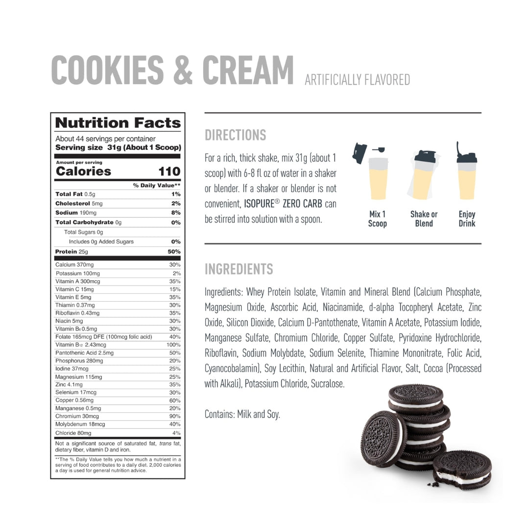Isopure Zero Carb 3 lb Cookies & Cream
