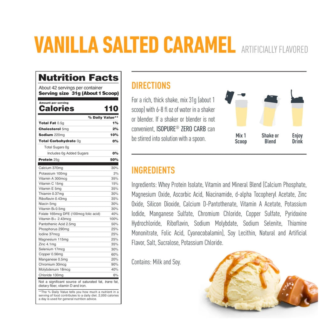 Isopure Zero Carb 3 lb vanilla Salted Caramel