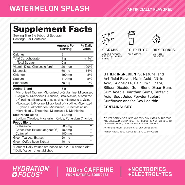 ON OPTIMUM NUTRITION AMINO ENERGY + HYDRATION -WATERMELON SPLASH