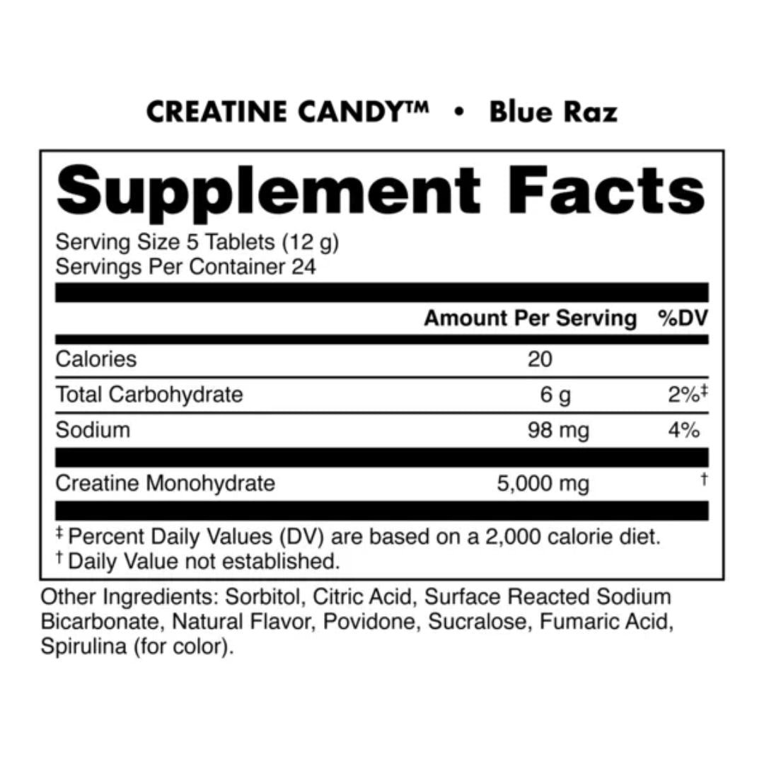 BUCKED UP CREATINE CANDY 120TAB - BLUE RAZ