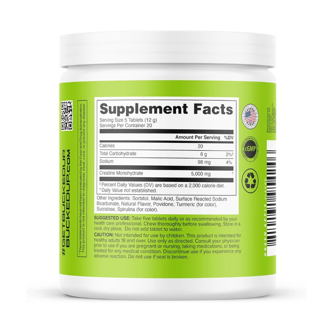 BUCKED UP CREATINE CANDY 120TAB - GREEN APPLE