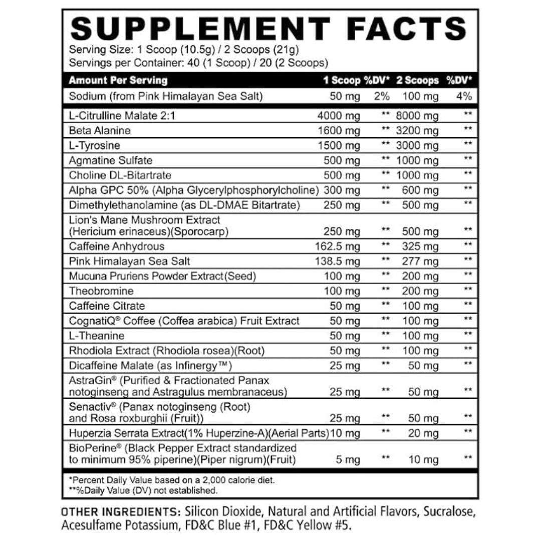 PANDA SUPPLEMENTS SKUL NOOTROPIC PRE WORKOUT INSANE IN THE MEMBRANE (BLUEBERRY PINEAPPLE LEMONADE)