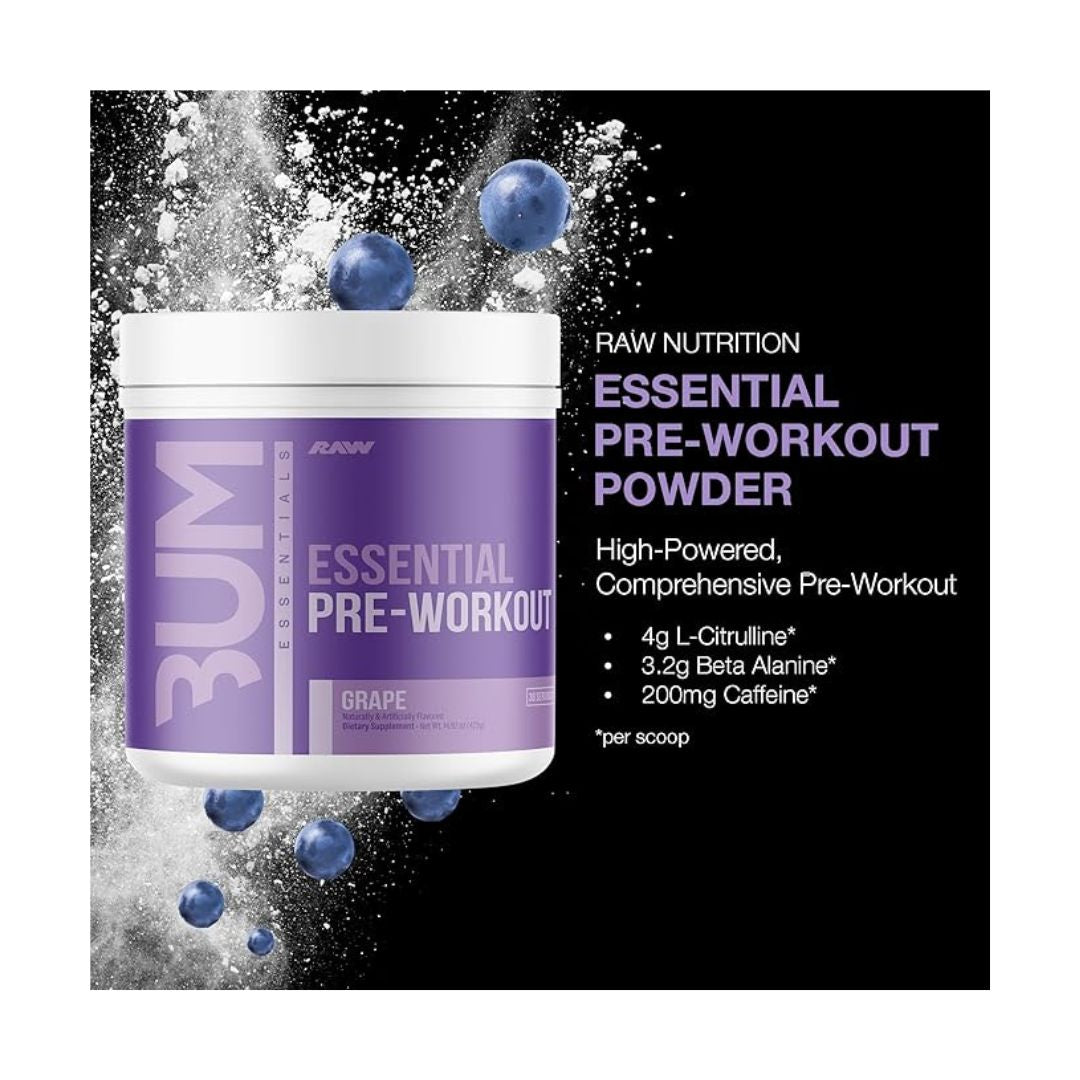 RAW BUM ESSENTIAL PRE WORK OUT GRAPE 423GM