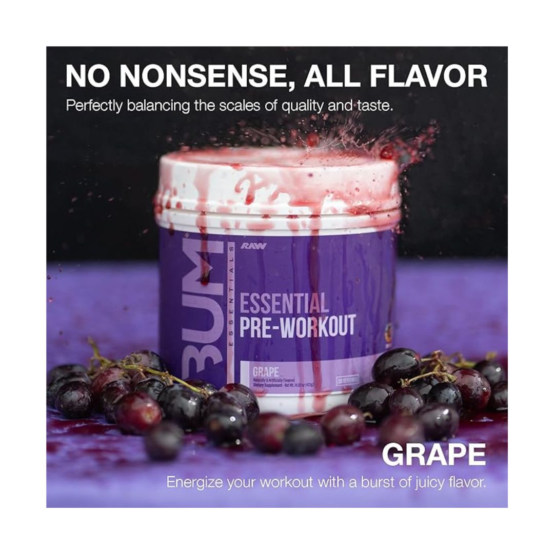 RAW BUM ESSENTIAL PRE WORK OUT GRAPE 423GM