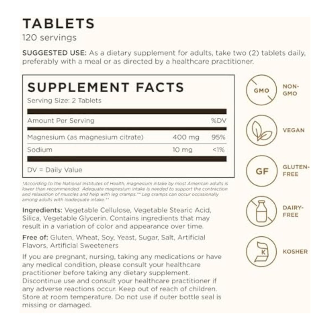 SOLGAR MAGNESIUM CITRATE 120 TABS