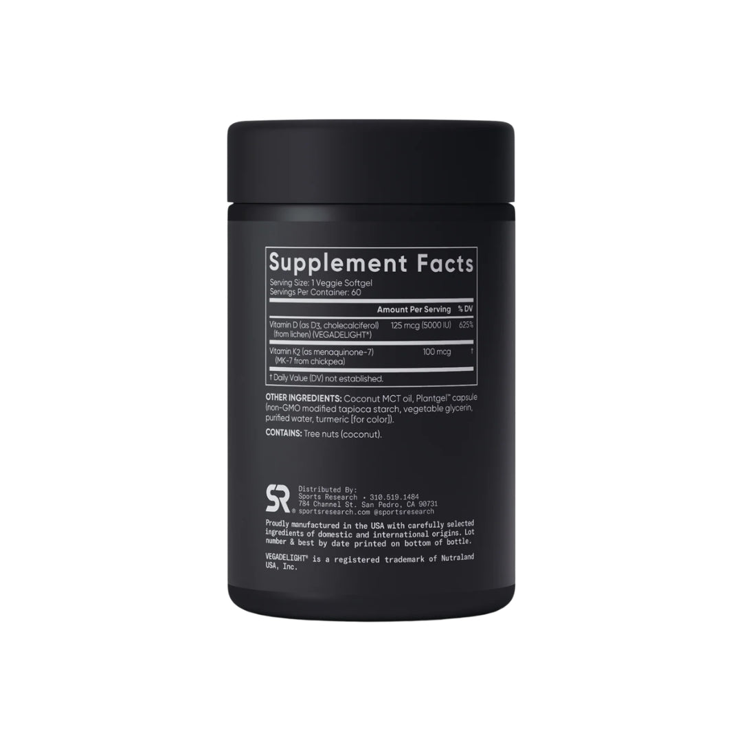SPORTS RESEARCH - D3+K2 PLANT BASED - 60 SOFTGELS