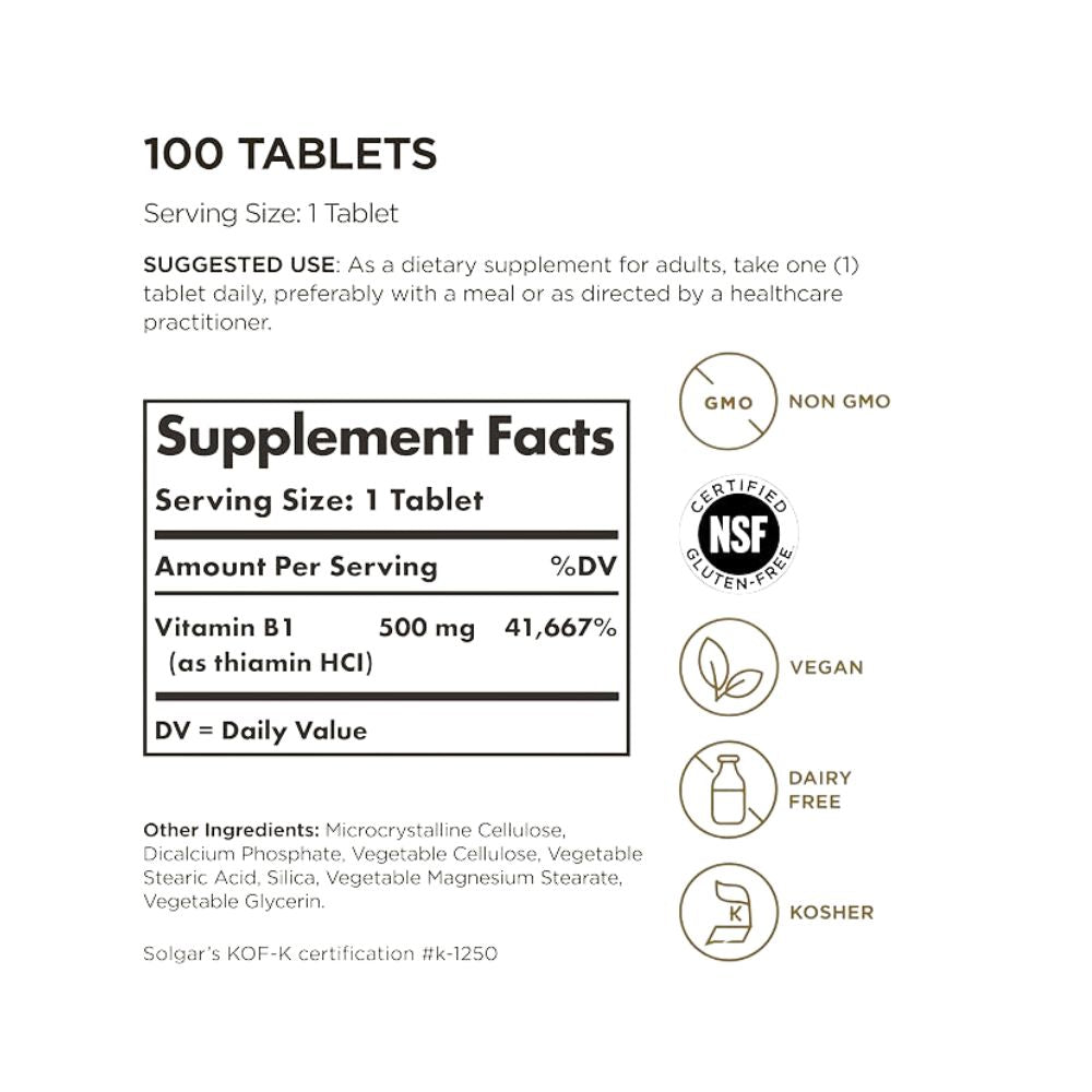 Solgar Vitamin B1 500 MG 100 Tabs