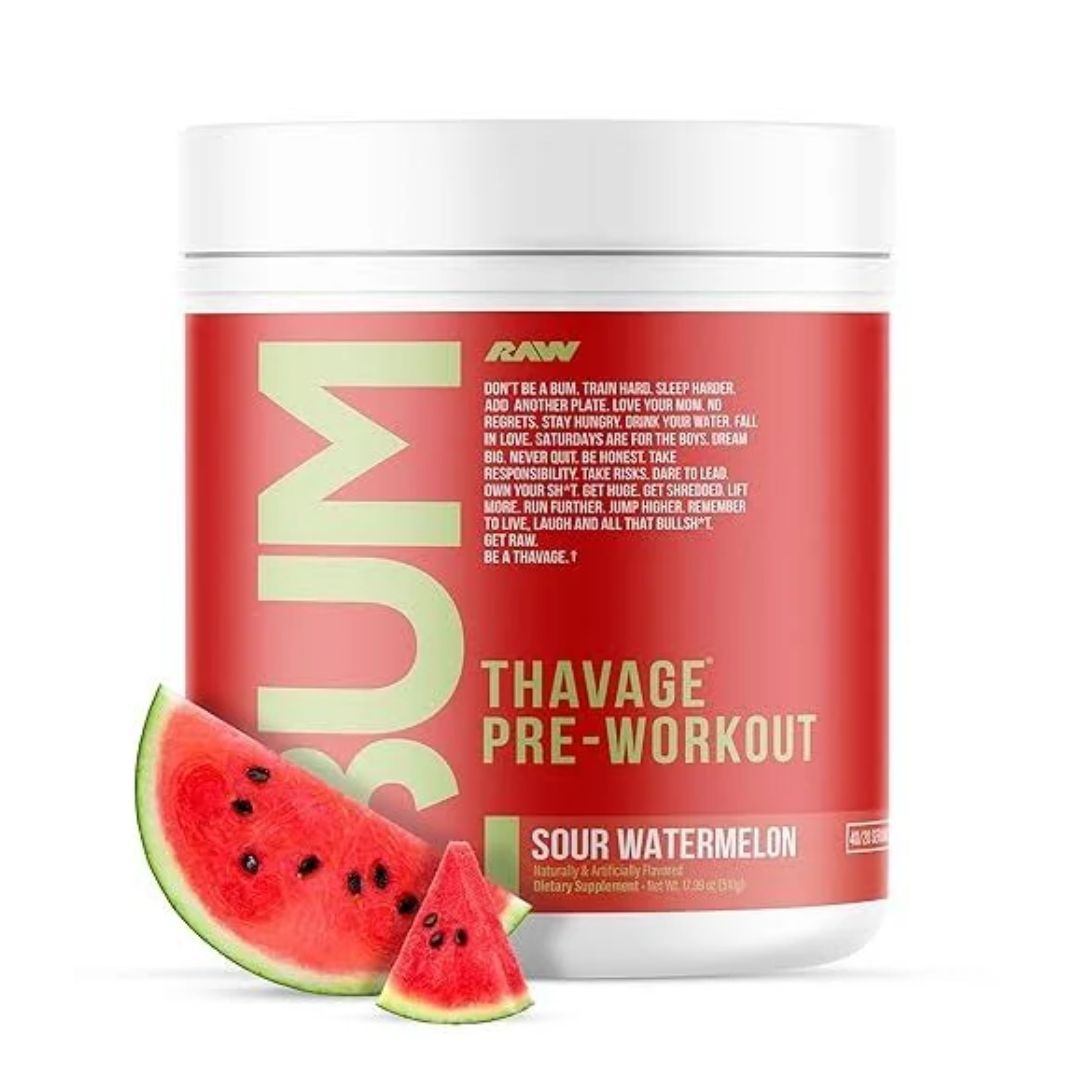 RAW BUM THAVAGE PRE-WORKOUT SOUR WATERMELON 510GM
