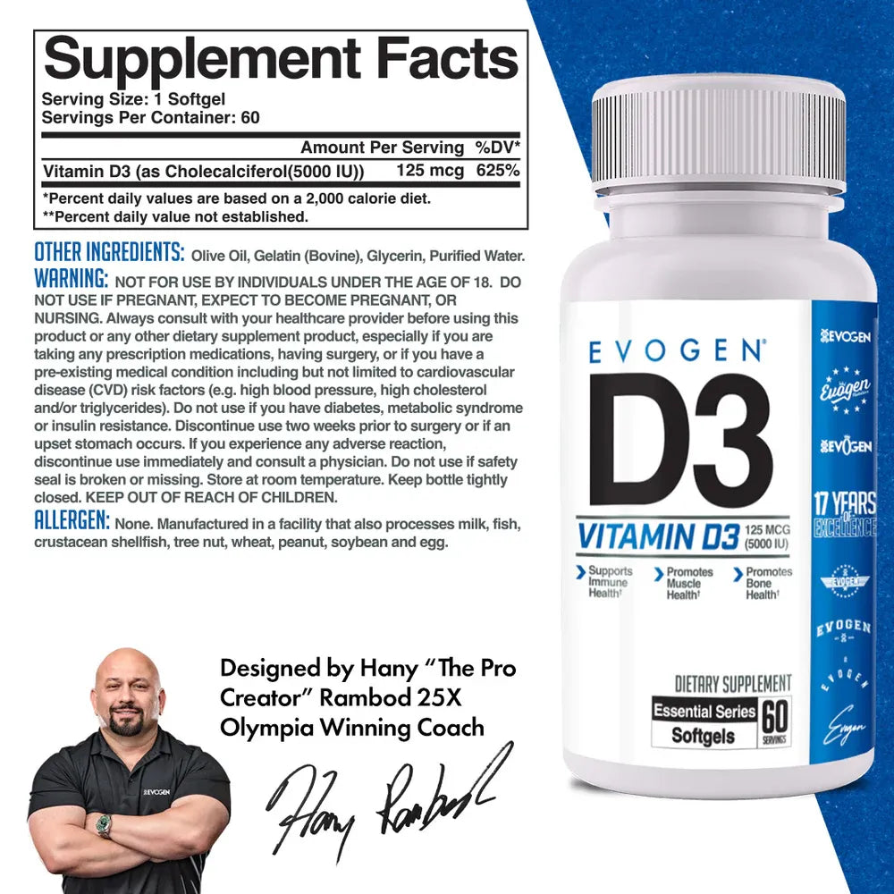 Evogen Nutrition Vitamin D3 60 Softgels | Protein Nation