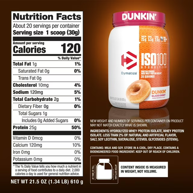 Dymatize ISO 100 | Dunkin Glazed Donut | 610g | Protein Nation