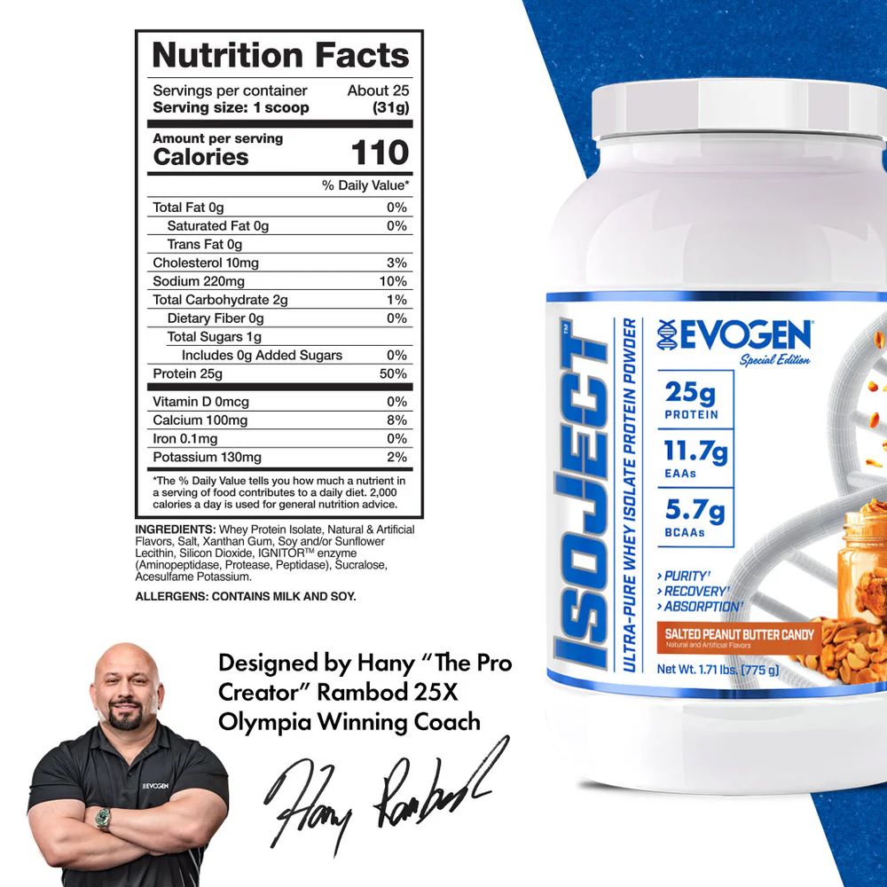 Evogen Nutrition IsoJect Salted Peanut Butter Candy | 1.71 LB | Protein Nation