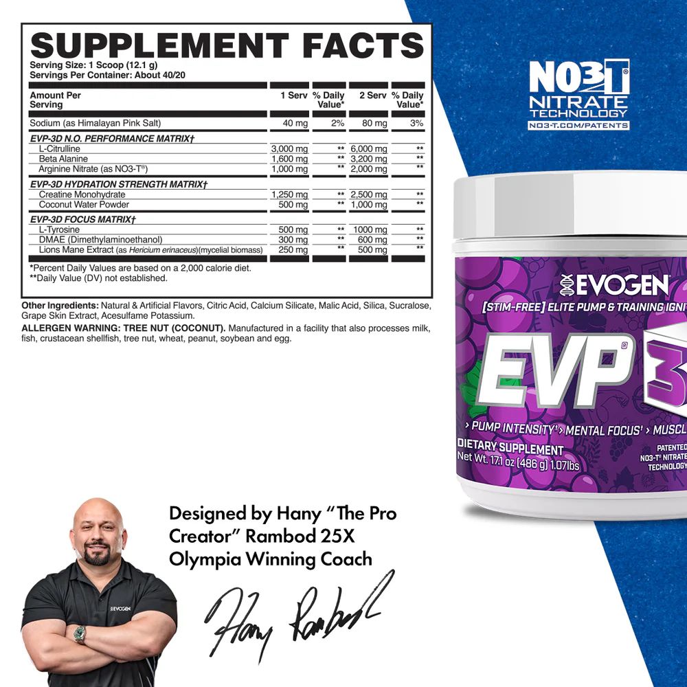 Evogen EVP-3D, Juicy Grape | 40 Servings | Protein Nation