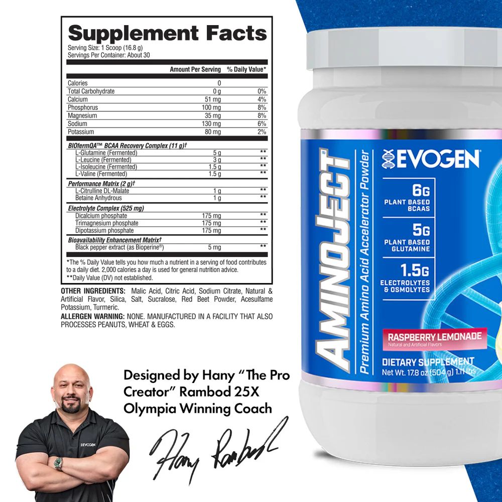 Evogen Nutrition Aminoject, Raspberry Lemonade | 30 Serving