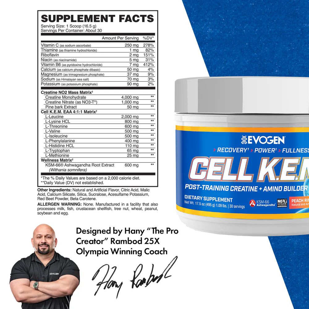 Evogen Cell K.E.M. Peach Rings | 30 Servings | Protein Nation