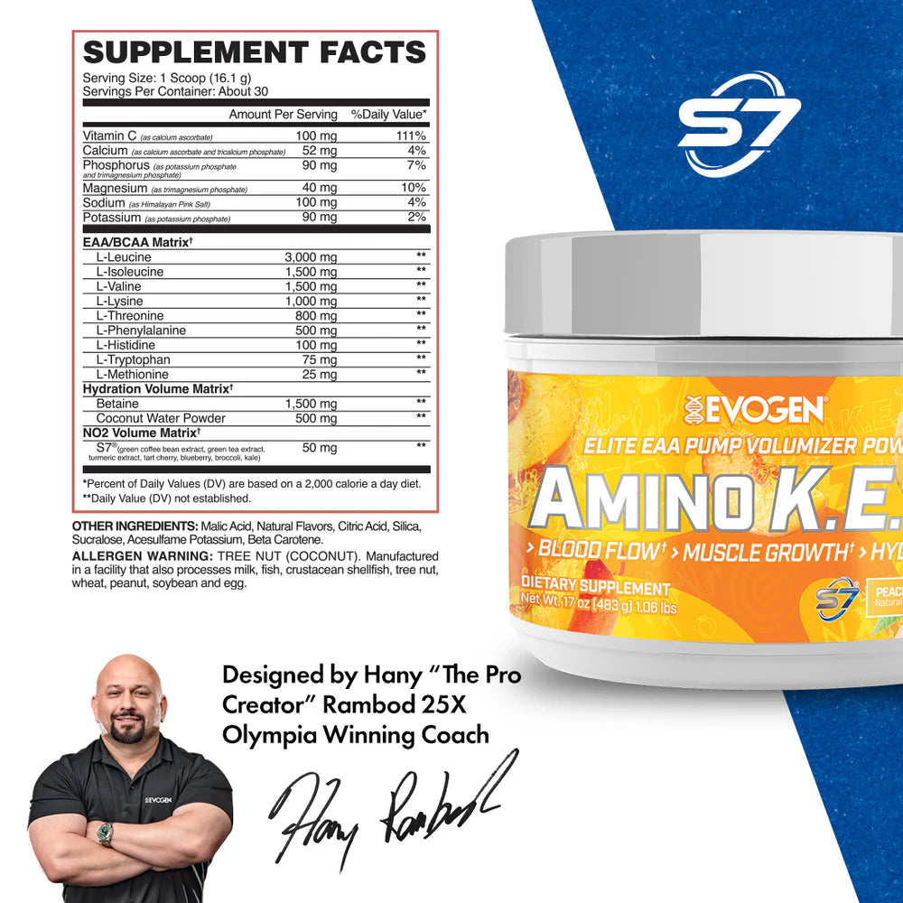 Evogen Amino K.E.M. Peach Mango | 30 Serving | Protein Nation