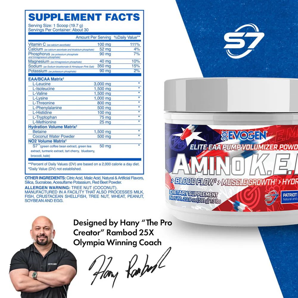 Evogen Nutrition Amino K.E.M Patriot Pop | 30 Servings