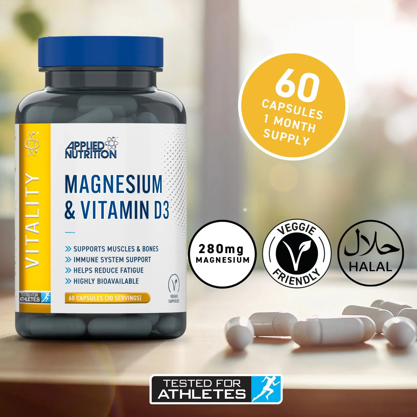 Applied Nutrition | Magnesium & Vitamin D3 | 60 Capsules