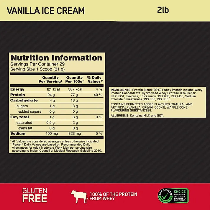 ON Optimum Nutrition Gold Standard Whey Protein 2 lb Vanilla Ice Cream