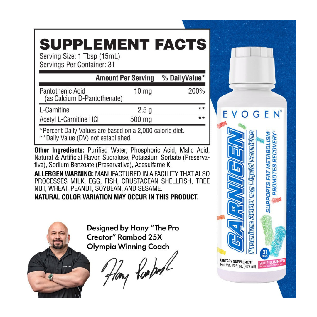 Evogen Nutrition Carnigen Liquid Sour Gummies 31 Servings
