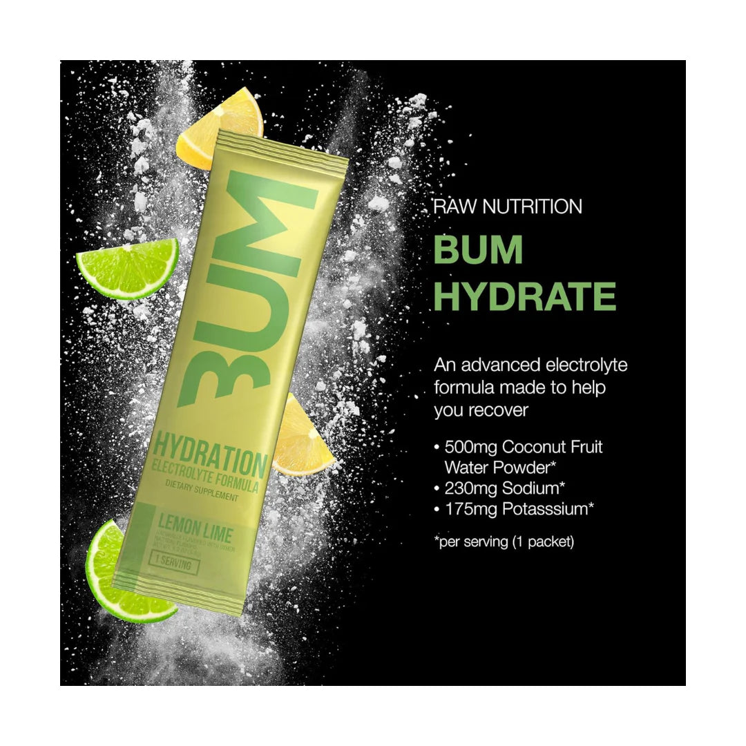 RAW BUM HYDRATION LEMON LIME 20 SERVINGS
