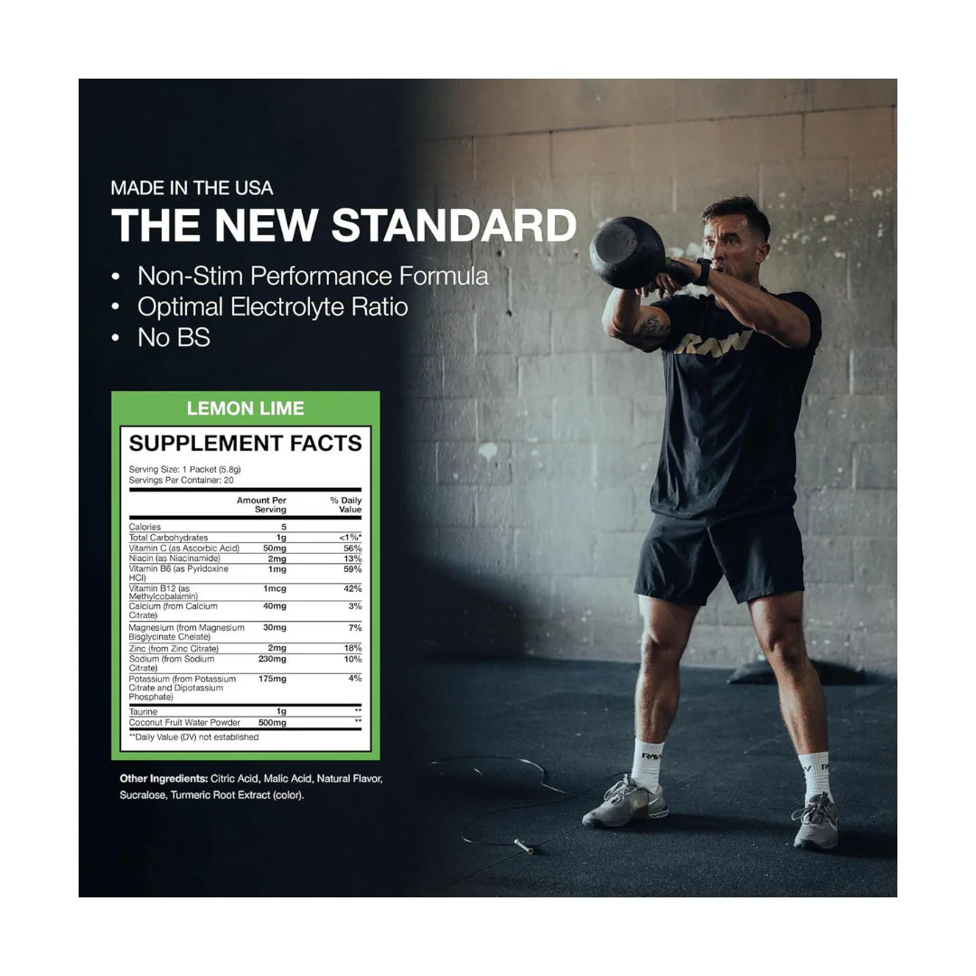 RAW BUM HYDRATION LEMON LIME 20 SERVINGS