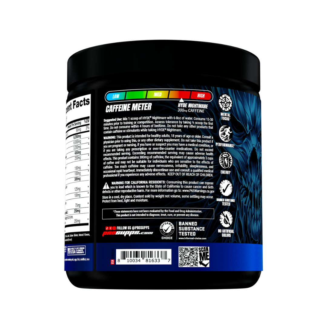 PRO SUPPS HYDE NIGHTMARE PRE WORKOUT-30 SERVINGS BLACK N BLUEBERRY