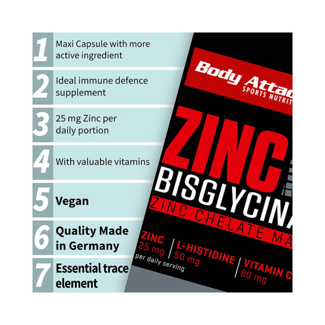 BODY ATTACK ZINC BISGLYCINATE-180 CAPS