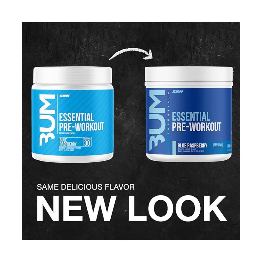 RAW BUM ESSENTIAL PRE WORK OUT BLUE RASPBERRY 30 SER