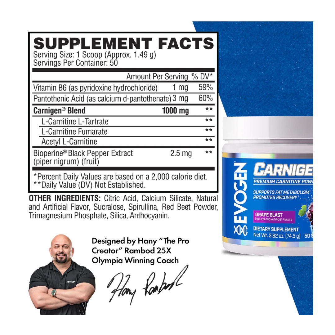 Evogen Nutrition Carnigen 50 Serving Grape Blast