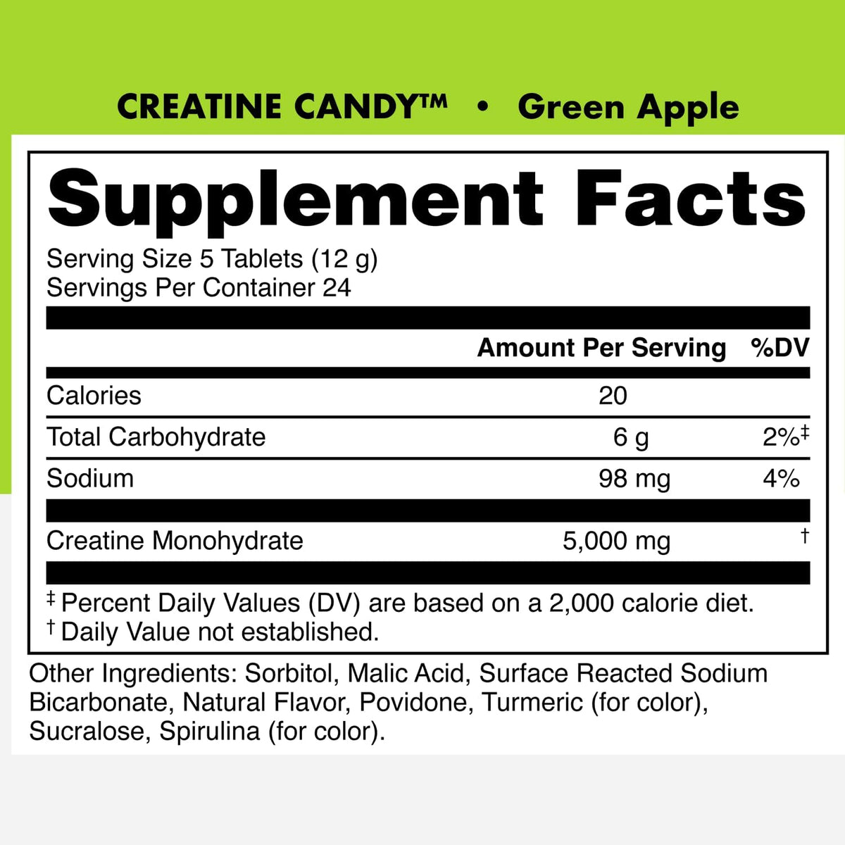 BUCKED UP CREATINE CANDY 120TAB - GREEN APPLE