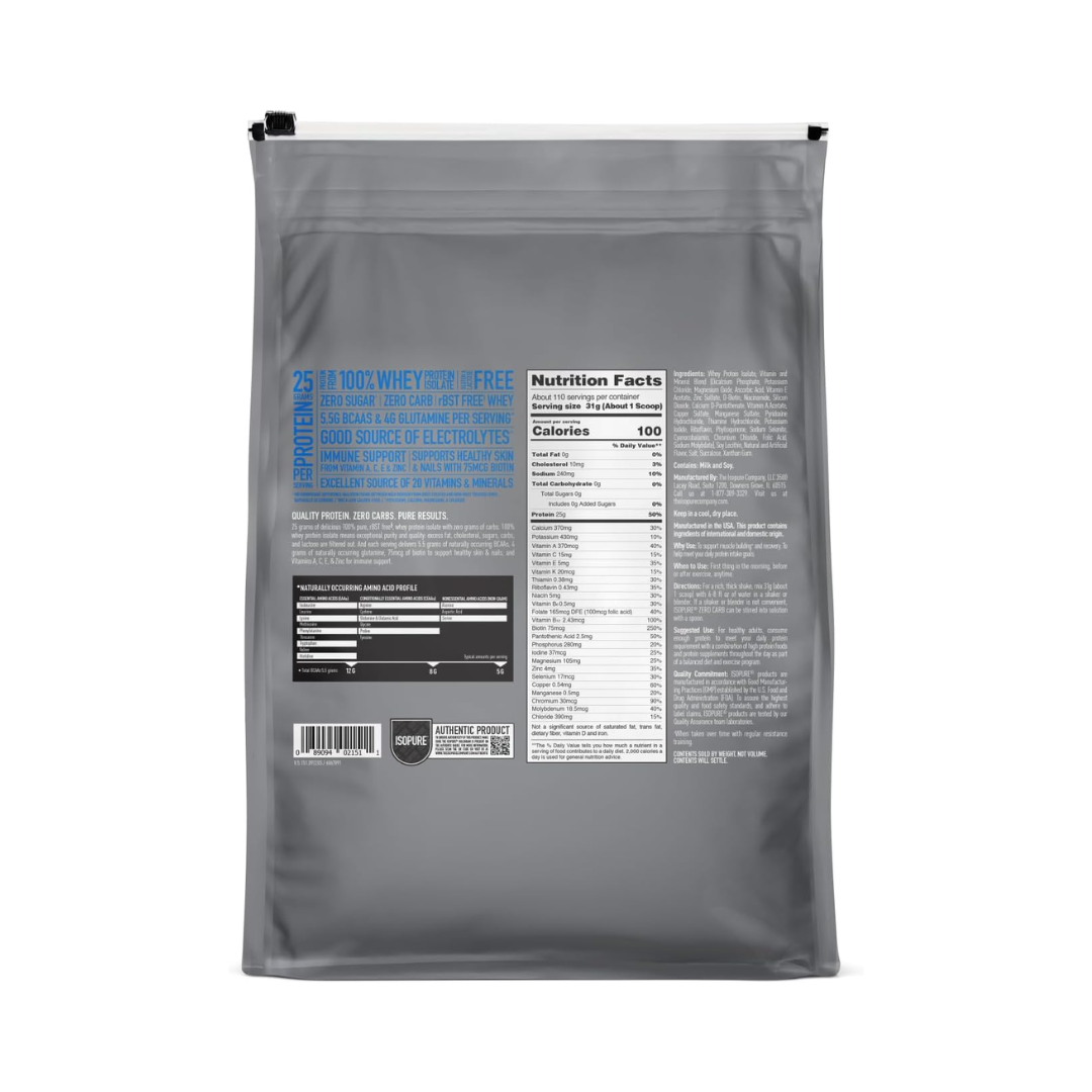 Isopure Zero Carb Creamy Vanilla - 7.5 LB
