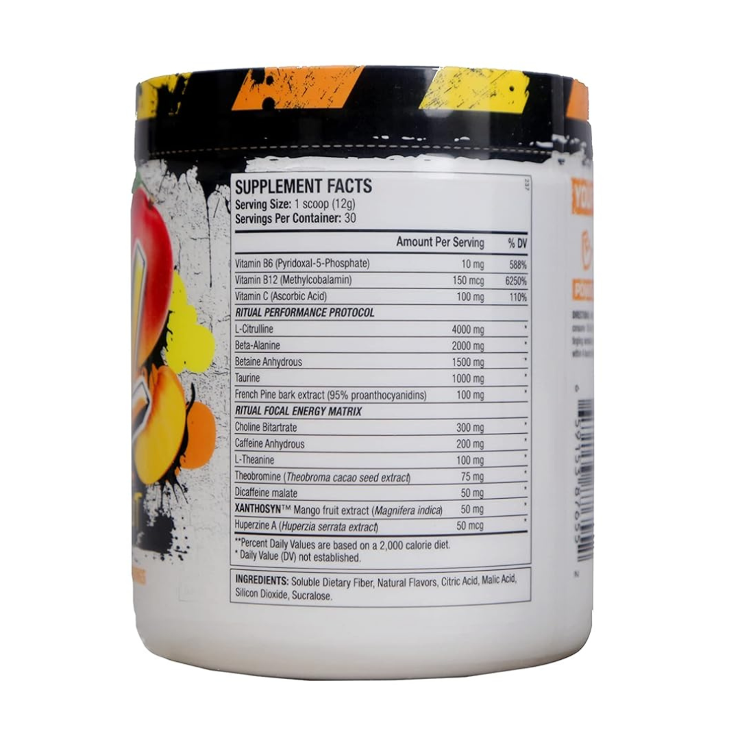 ANS Ritual Pre-Workout 30 Servings Peach Mango