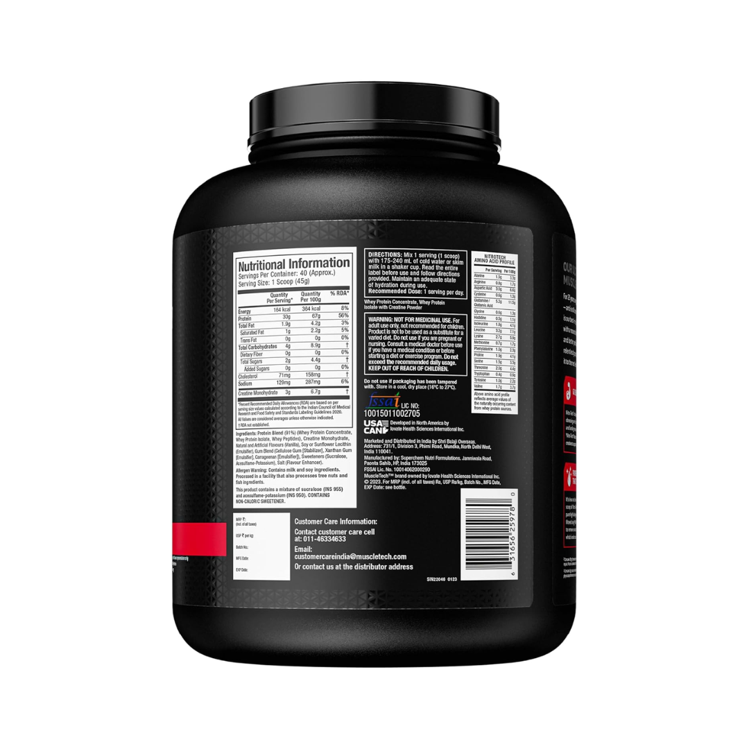 Muscletech Nitrotech Whey Protein 1.8 kg Vanilla Cream