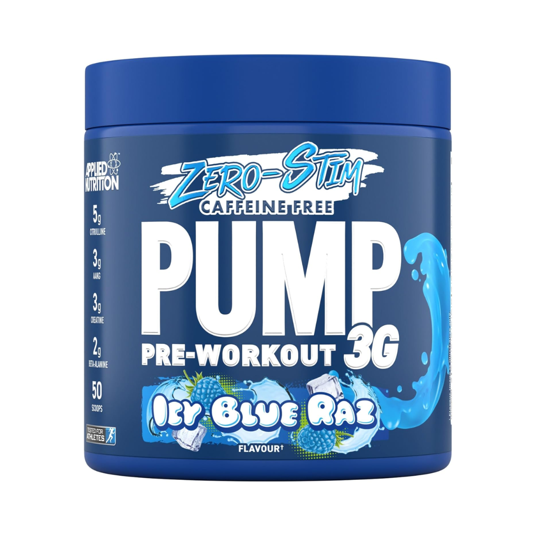 APPLIED NUTRITION ZERO STIM PUMP PRE WORKOUT-ICY BLUE RAZ-25 SERVINGS