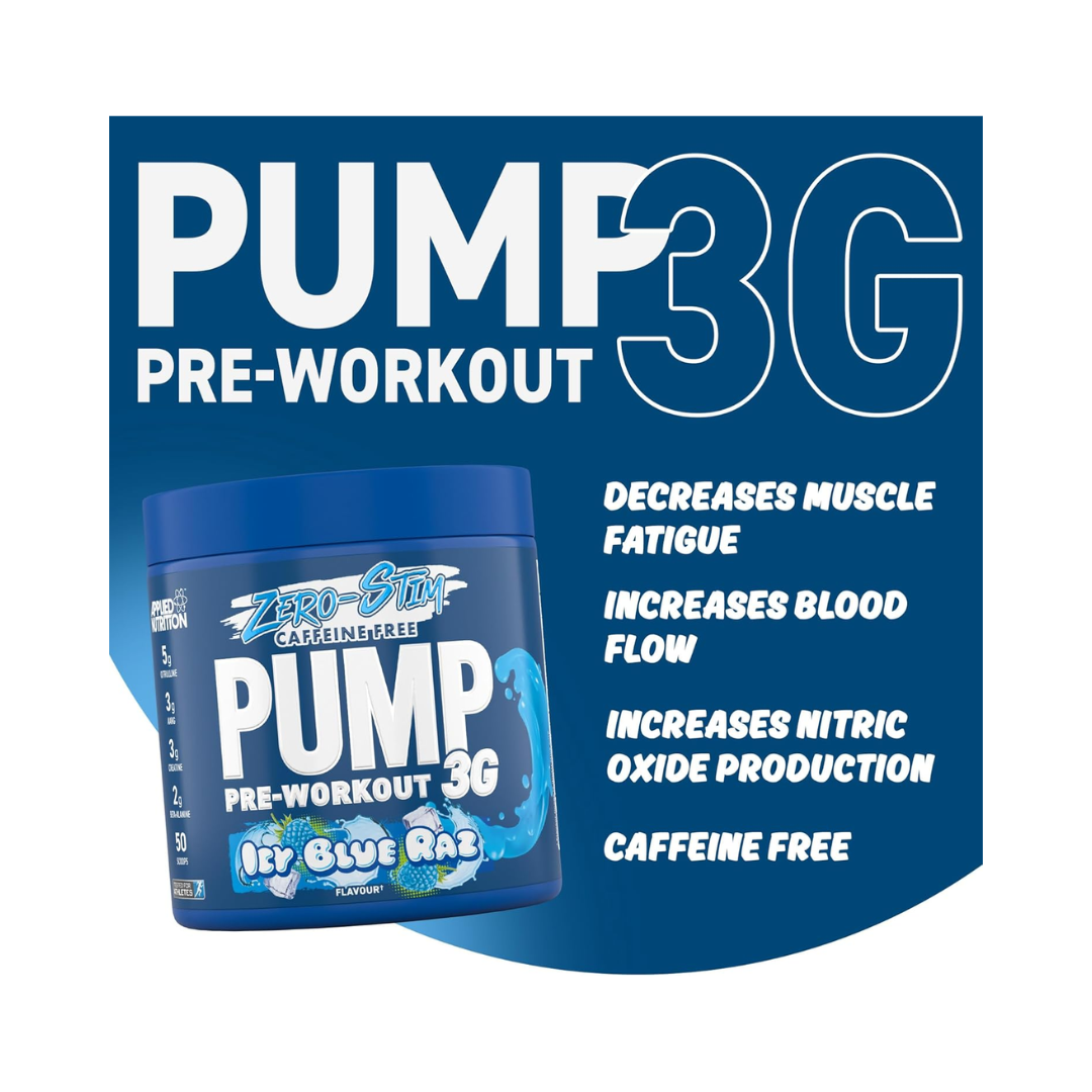 APPLIED NUTRITION ZERO STIM PUMP PRE WORKOUT-ICY BLUE RAZ-25 SERVINGS