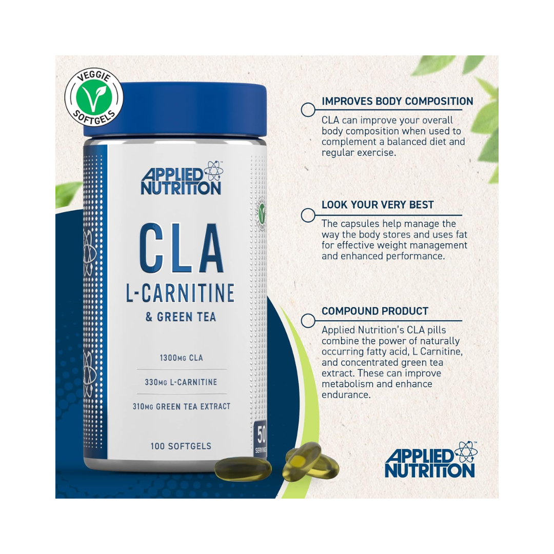 Aplied Nutrition CLA, L Carnitine Green Tea 100 softgels