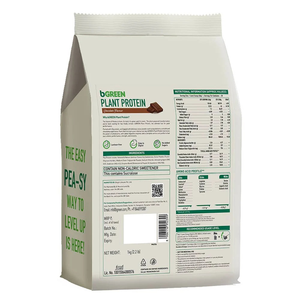 BGREEN PLANT PROTEIN 1 KG - CHOCOLATE