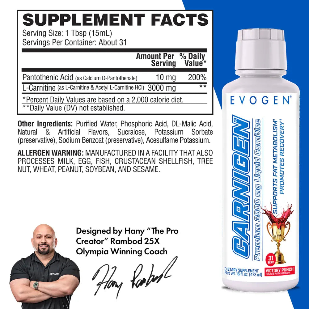 Evogen Nutrition Carnigen Liquid Victory Punch 31 Servings | Protein Nation